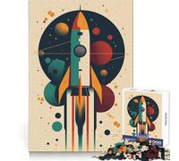 Retro Space Rocket 1000 Piece Jigsaw Puzzles for Teenagers Jigsaw Wise Think Toy Relax Time Clear Cut Festival Gift (50x75cm)