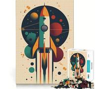 Retro Space Rocket 1000 Piece Jigsaw Puzzles for Teenagers Jigsaw Wise Think Toy Relax Time Clear Cut Festival Gift (50x75cm)