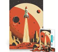 Retro Space Rocket Poster 1000 Piece Jigsaw Puzzle for Teenagers Intellect Toy Mental Relax Quality Cut (38x52cm)