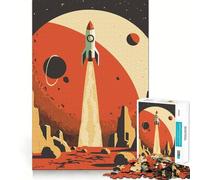 Retro Space Rocket Poster Jigsaw Puzzle 1000 Piece for Teenagers Reason Skill Toy Relaxing Fun Exact Cut (38x26cm)