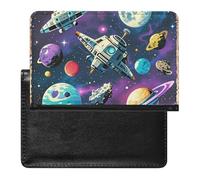 Retro Space Theme Passport Holder ID Card Protector Case Holder Travel Pack Unisex-adult Waterproof Passport