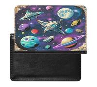 Retro Space Theme Passport Holder with Card Slots Portable Passport Cover Compact Waterproof Passports Protector