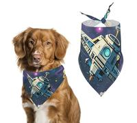 Retro Space ThemePet Scarf Dog Bandana for Small Medium Large Exquisite Unique Cat Dogs Kerchief Premium Fabric Cute Triangle Cat Dogs Bibs Scarf