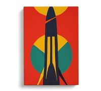 Retro Spaceship Rocket No.3 Canvas Print | Gallery Wrapped 30mm Frame Wall Art | 30x20 inches | Ready to Hang | Retro Picture | Living Room Bedroom Lounge Office
