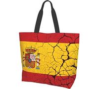 Retro Spanish Flag Tote Bag Large Casual Women Shoulder Handbags Reusable Grocery Bags for Work Shopping Travel Beach