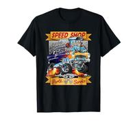 Retro Speed Shop Hot Rod Classic Muscle Car Cartoon Graphic T-Shirt