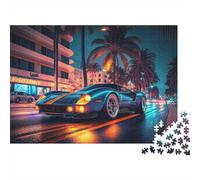 Retro Sports Car 1000 Piece Jigsaw Puzzle Paper for Adults Palm Night View Jigsaw Puzzle for Adults Relaxing Focus Home Decor Gift 38x26cm/1000pcs