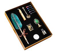 Retro Sprinkle Gold Feather Pen Retro Quill Pen Set Quill Feather Calligraphy Writing Wax Seal Stamp Kits Kit Great Gift Business Gift Including Rod Sacs/Wax Seal Stick Seal Stamp/Copper
