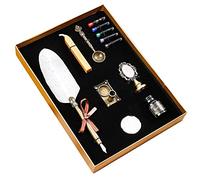 Retro Sprinkle Gold Feather Pen Retro Quill Pen Set Quill Feather Calligraphy Writing Wax Seal Stamp Kits Kit Great Gift Business Gift Including Rod Sacs/Wax Seal Stick Seal Stamp/Copper