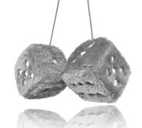 Retro Square Fuzzy Plush Dice - Grey | Suction Cup Hanging for Car Rearview Mirror & Home Decor