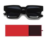 Retro Square Sunglasses for Men Women Trendy Thick Rectangle Chunky Frame Black Shades Fashion 90s Glasses, A19, One size