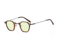 Retro Square Sunglasses, Tortoiseshell Frame with Brown Gradient Lens | Metal Temple Arms, Polygon Frame Shape, Unisex Style, Nose Pad Support, Vintage Design