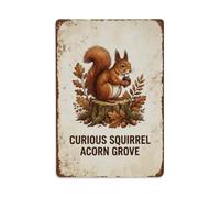 Retro Squirrel Wildlife Saying Vintage Nostalgic Rustic Metal Tin Sign Plaque Wall Decor for Cafe, Man Cave, Club Bar, Office, Home Garden Round Metal Poster 8x12Inch