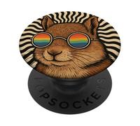 Retro Squirrel With Rainbow Glasses - Cool Animal Stuff PopSockets Adhesive PopGrip