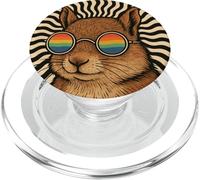 Retro Squirrel With Rainbow Glasses - Cool Animal Stuff PopSockets PopGrip for MagSafe