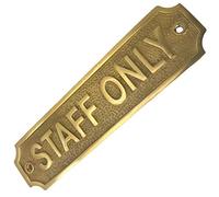 Retro STAFF ONLY Sign Antique Style Brass Cafe Plaque Staff Room With Screws, Cafe/Restaurant/Office