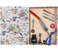 Retro Stainless Steel Nib Dip Pen Set, Vintage Quill Writing Tool with Sealing Wax Kit, Natural Calligraphy Pen in Gift Box for Stationery Lovers and Letter Writers (Type 2) Convenient Handled