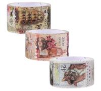 Retro Stamp Washi Tapes 3 Rolls, 25Mm X 5M, Self-Adhesive Decorative Stickers for Diaries and Anniversary Random Style