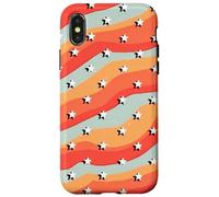 Retro Star Pattern Wavy Stripe 70s Aesthetic Design Case for iPhone X/XS