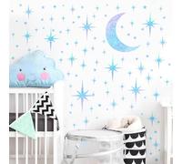 Retro Star Wall Decals Sparkle Stickers Peel and Stick for Ceiling Mid Century Modern Wall Art Stickers Rainbow Star Moon Walls Sticker Starburst Art Murals Wallpaper for Living Room Bedroom Nursery