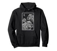 Retro Staring Capybaras Moonlight Nature Graphic Art Pullover Hoodie