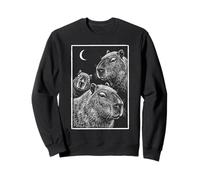 Retro Staring Capybaras Moonlight Nature Graphic Art Sweatshirt