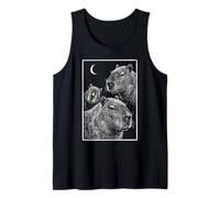 Retro Staring Capybaras Moonlight Nature Graphic Art Tank Top
