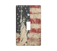 Retro Statue of Goddess Decorative Switch Cover 1 Gang Single Toggle, America Independence Wall Plate Cover, Standard Size, 4th of July Electrical Faceplate for Bedroom Living Room Decor