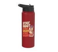 Retro Stay Hoot Stay Weird Stay Wise Owl Stainless Steel Insulated Water Bottle