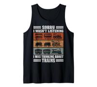 Retro Steam Engine Locomotive Train Lover Railroad Conductor Tank Top