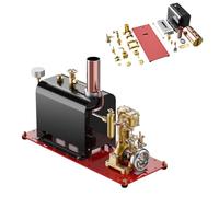 Retro Steam Engine Model Kit That Runs, Mini Reversible Reciprocating Single-Cylinder Live Steam Engine with Boiler Model Kit, Science Educational Gift (Kit Version)