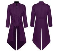 Retro Steampunk Coat Men's Renaissance Gothic Tailcoat Men's Long Medieval Victorian Jacket with Buttons Classic Halloween Carnival Costumes Pirate Vampire Cosplay Costume