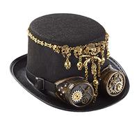 Retro Steampunk Hat Punk Top Hat Halloween With Gear Chain Goggles Skull Top For Halloween Party Steampunk Hats For Women Men