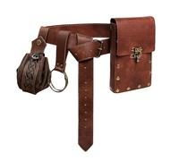 Retro Steampunk Waist Bag - PU Leather Waist Bag Renaissance Leg Bag | Motorcycle Chain Decor with Vintage Design Costume Accessories for Halloween Cosplay Festival Party Travel, brown, Siehe