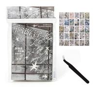 Retro Sticker Book,30 Sheet Cartoon Stickers with Art Coated Paper,All-in-One Retro Designs Scrapbook Stickers Kit for Scrapbooking,Journaling & DIY Crafts for Adults (Migratory Floating Light)