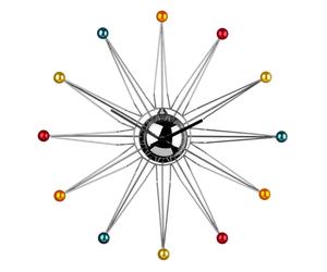 Retro Straight Edge Spoke Design Metal Wall Clock, Multi-coloured