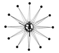 Retro Straight Edge Spoke Design Wall Clock, Silver