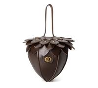 Retro Strawberry Wallet PU Leather Pine Cone Card Holder Small Cute Coin Pocket Coin Purse for Women Men and Girls Coin Purse, Strawberry Brown, Retro pine cone design