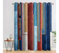 Retro Striped Geometric Curtains Blackout, 66x90 Inch 2 Panels - Aesthetics Vintage Abstract Pattern Black Out Curtains, Home Decor, 90 Drop Eyelet Window Drapes for Bedroom, Living Room ZA302