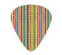 Retro Striped Guitar Picks 12 Pack Universal ABS Guitar Picks,Colorful Striped Abstract Pattern Triangles Squares and Kaleidoscope Fun Shapes Art Print,for Acoustic and Electric Guitar,Multi