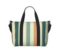Retro Striped Water-Resistant Crossbody Travel Bag, Large Carry-On with Adjustable Strap, Multi-Compartment Weekender for Gym, Travel, Outdoor