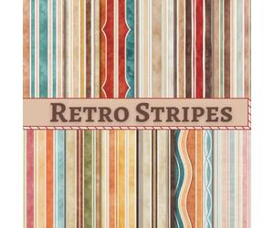 Retro Stripes Scrapbook Paper Craft Pad: 12 Rustic Stripe Designs, 36 Double-Sided Sheets Printed on 8.5"x8.5" Size Paper. Great for Gift Wrapping, ... Mixed Media, Junk Journal, DIY Project Etc
