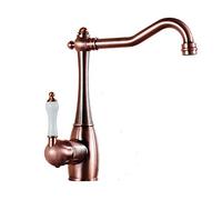 Retro Style 360° Swivel Sink Mixer Tap - High Spout Ceramic Single Lever, Red Bronze Finish