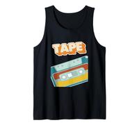 Retro Style 90s Music Tape Cassette with Graffiti Wall Art Tank Top
