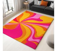 Retro Style Abstract Swirl Pattern Washable Rugs 120 cm x 170 cm, Durable Easy Clean Print Carpet, Non-Slip Rugs for Bedroom Dining Room, Home Office, Color Carpets Living Room
