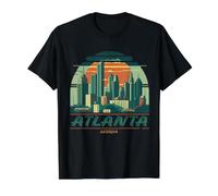 Retro Style Atlanta Georgia City Skyline Value Graphic T-Shirt, Men, Black, L