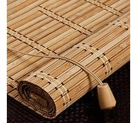 Retro Style Bamboo Roller Blind 60% Blackout Roman Blinds Bamboo Roll Windows Natural Shade Curtain Shutter Partition Door Curtain for Windows and Doors Sunshade,Customizable (70 x 200 cm)