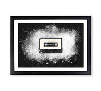 Retro Style Cassette Tape Paint Splash Framed Print | A2 Black Framed Wall Art | Ready to Hang | Retro Nature Picture | Living Room Bedroom Lounge Office