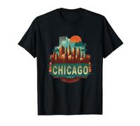 Retro Style Chicago Illinois City Skyline Value Graphic T-Shirt