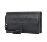 Retro Style Clutch Bag Flip Dual Zippers Envelope Feamle Long Wallet Large Capacity Slim Card Holder Purse For Business Meetings,Weekend Travel(Black)